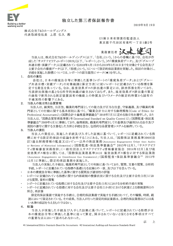 独立した第三者保証報告書